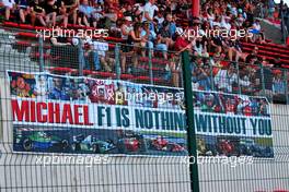 Circuit atmosphere - a banner for Michael Schumacher. 31.08.2019. Formula 1 World Championship, Rd 13, Belgian Grand Prix, Spa Francorchamps, Belgium, Qualifying Day.