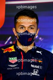 Alexander Albon (THA) Red Bull Racing in the FIA Press Conference. 10.12.2020. Formula 1 World Championship, Rd 17, Abu Dhabi Grand Prix, Yas Marina Circuit, Abu Dhabi, Preparation Day.