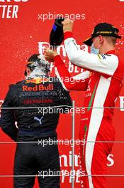 Second placed Mick Schumacher (GER) PREMA Racing (Right) celebrates on the podium with race winner Yuki Tsunoda (JPN) Carlin. 09.08.2020. FIA Formula 2 Championship, Rd 5, Silverstone, England, Sunday.