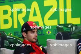 Charles Leclerc (MON) Ferrari in the post qualifying FIA Press Conference. 03.11.2023. Formula 1 World Championship, Rd 21, Brazilian Grand Prix, Sao Paulo, Brazil, Qualifying Day.