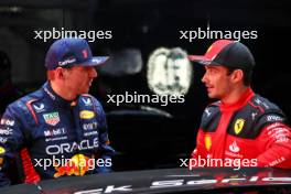 (L to R): Max Verstappen (NLD) Red Bull Racing with Charles Leclerc (MON) Ferrari in qualifying parc ferme. 03.11.2023. Formula 1 World Championship, Rd 21, Brazilian Grand Prix, Sao Paulo, Brazil, Qualifying Day.
