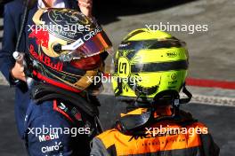 (L to R): Race winner Max Verstappen (NLD) Red Bull Racing in parc ferme with second placed Lando Norris (GBR) McLaren. 05.11.2023. Formula 1 World Championship, Rd 21, Brazilian Grand Prix, Sao Paulo, Brazil, Race Day.