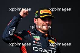 Race winner Max Verstappen (NLD) Red Bull Racing celebrates on the podium. 05.11.2023. Formula 1 World Championship, Rd 21, Brazilian Grand Prix, Sao Paulo, Brazil, Race Day.