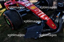 The damaged Ferrari SF-23 of race retiree Charles Leclerc (MON) Ferrari. 05.11.2023. Formula 1 World Championship, Rd 21, Brazilian Grand Prix, Sao Paulo, Brazil, Race Day.