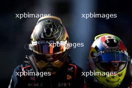 Sprint winner Max Verstappen (NLD) Red Bull Racing RB19 in parc ferme with third placed team mate Sergio Perez (MEX) Red Bull Racing. 04.11.2023. Formula 1 World Championship, Rd 21, Brazilian Grand Prix, Sao Paulo, Brazil, Sprint Day.