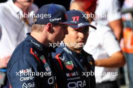 (L to R): Sprint winner Max Verstappen (NLD) Red Bull Racing with team mate Sergio Perez (MEX) Red Bull Racing in parc ferme. 04.11.2023. Formula 1 World Championship, Rd 21, Brazilian Grand Prix, Sao Paulo, Brazil, Sprint Day.