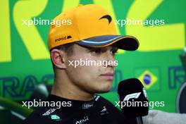 Lando Norris (GBR) McLaren in the post Sprint FIA Press Conference. 04.11.2023. Formula 1 World Championship, Rd 21, Brazilian Grand Prix, Sao Paulo, Brazil, Sprint Day.