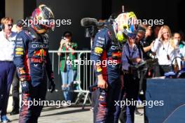 (L to R): Max Verstappen (NLD) Red Bull Racing and team mate Sergio Perez (MEX) Red Bull Racing in Sprint parc ferme. 04.11.2023. Formula 1 World Championship, Rd 21, Brazilian Grand Prix, Sao Paulo, Brazil, Sprint Day.