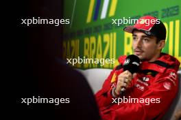 Charles Leclerc (MON) Ferrari in the FIA Press Conference. 02.11.2023. Formula 1 World Championship, Rd 21, Brazilian Grand Prix, Sao Paulo, Brazil, Preparation Day.