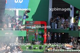The podium (L to R): Lewis Hamilton (GBR) Mercedes AMG F1, second; Max Verstappen (NLD) Red Bull Racing, race winner; Charles Leclerc (MON) Ferrari, third; Richard Wolverson (GBR) Red Bull Racing Performance Engineer. 29.10.2023. Formula 1 World Championship, Rd 20, Mexican Grand Prix, Mexico City, Mexico, Race Day.