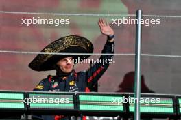 Race winner Max Verstappen (NLD) Red Bull Racing celebrates on the podium. 29.10.2023. Formula 1 World Championship, Rd 20, Mexican Grand Prix, Mexico City, Mexico, Race Day.