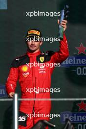 Charles Leclerc (MON) Ferrari celebrates his third position on the podium. 29.10.2023. Formula 1 World Championship, Rd 20, Mexican Grand Prix, Mexico City, Mexico, Race Day.