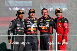 The podium (L to R): Lewis Hamilton (GBR) Mercedes AMG F1, second; Max Verstappen (NLD) Red Bull Racing, race winner; Richard Wolverson (GBR) Red Bull Racing Performance Engineer; Charles Leclerc (MON) Ferrari, third. 29.10.2023. Formula 1 World Championship, Rd 20, Mexican Grand Prix, Mexico City, Mexico, Race Day.