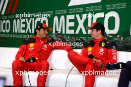 Carlos Sainz, Scuderia Ferrari, and pole man Charles Leclerc, Scuderia Ferrari, in the post Qualifying Press Conference 28.10.2023. Formula 1 World Championship, Rd 20, Mexican Grand Prix, Mexico City, Mexico, Qualifying Day.
