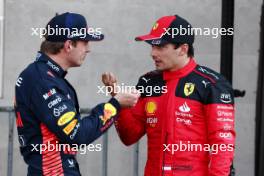 (L to R): Max Verstappen (NLD) Red Bull Racing with pole sitter Charles Leclerc (MON) Ferrari in qualifying parc ferme. 28.10.2023. Formula 1 World Championship, Rd 20, Mexican Grand Prix, Mexico City, Mexico, Qualifying Day.