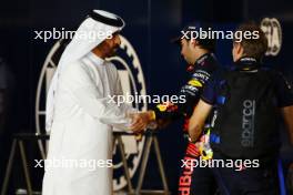 Sergio Perez (MEX) Red Bull Racing with Mohammed Bin Sulayem (UAE) FIA President in qualifying parc ferme. 06.10.2023 Formula 1 World Championship, Rd 18, Qatar Grand Prix, Doha, Qatar, Qualifying Day.