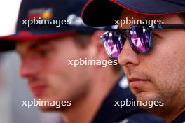 Sergio Perez (MEX) Red Bull Racing with team mate Max Verstappen (NLD) Red Bull Racing. 06.10.2023 Formula 1 World Championship, Rd 18, Qatar Grand Prix, Doha, Qatar, Qualifying Day.