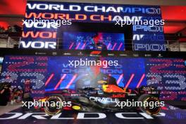 Max Verstappen (NLD) Red Bull Racing RB19 celebrates winning his third World Championship in Sprint parc ferme. 07.10.2023. Formula 1 World Championship, Rd 18, Qatar Grand Prix, Doha, Qatar, Sprint Day.