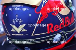 The helmet of World Champion Max Verstappen (NLD) Red Bull Racing. 08.10.2023. Formula 1 World Championship, Rd 18, Qatar Grand Prix, Doha, Qatar, Race Day.