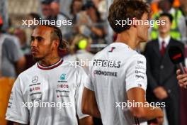 (L to R): Lewis Hamilton (GBR) Mercedes AMG F1 and George Russell (GBR) Mercedes AMG F1 on the drivers' parade. 08.10.2023. Formula 1 World Championship, Rd 18, Qatar Grand Prix, Doha, Qatar, Race Day.