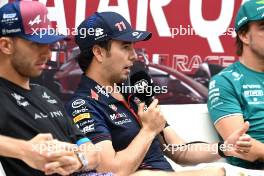 Sergio Perez (MEX) Red Bull Racing in the FIA Press Conference. 05.10.2023. Formula 1 World Championship, Rd 18, Qatar Grand Prix, Doha, Qatar, Preparation Day.