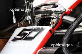 #50 - Oliver Bearman (GBR) Haas VF-23 Test Driver front suspension detail. 28.11.2023. Formula 1 Testing, Yas Marina Circuit, Abu Dhabi, Tuesday.