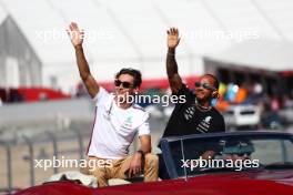(L to R): George Russell (GBR) Mercedes AMG F1 and Lewis Hamilton (GBR) Mercedes AMG F1 on the drivers' parade. 22.10.2023. Formula 1 World Championship, Rd 19, United States Grand Prix, Austin, Texas, USA, Race Day.