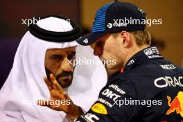 (L to R): Mohammed Bin Sulayem (UAE) FIA President with pole sitter Max Verstappen (NLD) Red Bull Racing in qualifying parc ferme. 01.03.2024. Formula 1 World Championship, Rd 1, Bahrain Grand Prix, Sakhir, Bahrain, Qualifying Day.
