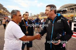 (L to R): Juan Pablo Montoya (COL) with Sebastian Montoya (COL) Campos Racing and Bruno Famin (FRA) Alpine Motorsports Vice President on the grid. 02.03.2024. Formula 1 World Championship, Rd 1, Bahrain Grand Prix, Sakhir, Bahrain, Race Day.