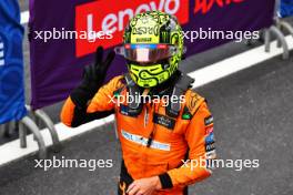 Lando Norris (GBR) McLaren celebrates his second position in parc ferme. 21.04.2024. Formula 1 World Championship, Rd 5, Chinese Grand Prix, Shanghai, China, Race Day.