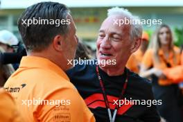 (L to R): Zak Brown (USA) McLaren Executive Director celebrates with Greg Maffei (USA) Liberty Media Corporation President and Chief Executive Officer. 05.05.2024. Formula 1 World Championship, Rd 6, Miami Grand Prix, Miami, Florida, USA, Race Day.