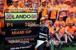 Race winner Lando Norris (GBR) McLaren celebrates with the team. 05.05.2024. Formula 1 World Championship, Rd 6, Miami Grand Prix, Miami, Florida, USA, Race Day.