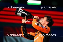 Race winner Lando Norris (GBR) McLaren celebrates on the podium. 05.05.2024. Formula 1 World Championship, Rd 6, Miami Grand Prix, Miami, Florida, USA, Race Day.