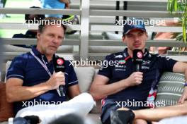(L to R): Mike Hezemans (NLD) Viaplay Presenter with Max Verstappen (NLD) Red Bull Racing. 04.05.2024. Formula 1 World Championship, Rd 6, Miami Grand Prix, Miami, Florida, USA, Sprint and Qualifying Day.