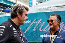 (L to R): Bruno Famin (FRA) Alpine Motorsports Vice President and Alpine F1 Team Team Principal with Michael Andretti (USA) Andretti Global Chairman and CEO. 04.05.2024. Formula 1 World Championship, Rd 6, Miami Grand Prix, Miami, Florida, USA, Sprint and Qualifying Day.