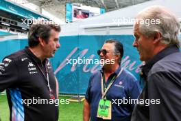 (L to R): Bruno Famin (FRA) Alpine Motorsports Vice President and Alpine F1 Team Team Principal with Michael Andretti (USA) Andretti Global Chairman and CEO and J.F. Thormann (USA) Andretti Autosport Executive Vice President and COO. 04.05.2024. Formula 1 World Championship, Rd 6, Miami Grand Prix, Miami, Florida, USA, Sprint and Qualifying Day.