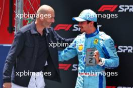 (L to R): Zinedine Zidane (FRA) Football Manager and Alpine Ambassador with Charles Leclerc (MON) Ferrari in Sprint parc ferme. 04.05.2024. Formula 1 World Championship, Rd 6, Miami Grand Prix, Miami, Florida, USA, Sprint and Qualifying Day.