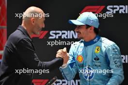 (L to R): Zinedine Zidane (FRA) Football Manager and Alpine Ambassador with second placed Charles Leclerc (MON) Ferrari in parc ferme. 04.05.2024. Formula 1 World Championship, Rd 6, Miami Grand Prix, Miami, Florida, USA, Sprint and Qualifying Day.
