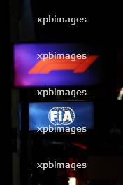 Paddock atmosphere - FIA, and F1 logos. 08.03.2024. Formula 1 World Championship, Rd 2, Saudi Arabian Grand Prix, Jeddah, Saudi Arabia, Qualifying Day.