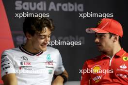 (L to R): George Russell (GBR) Mercedes AMG F1 and Charles Leclerc (MON) Ferrari in the FIA Press Conference. 06.03.2024. Formula 1 World Championship, Rd 2, Saudi Arabian Grand Prix, Jeddah, Saudi Arabia, Preparation Day.
