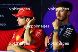 (L to R): Charles Leclerc (MON) Ferrari and Pierre Gasly (FRA) Alpine F1 Team in the FIA Press Conference. 23.02.2024. Formula 1 Testing, Sakhir, Bahrain, Day Three.