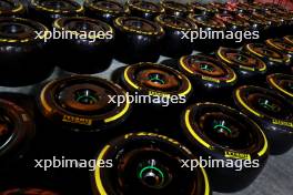 Pirelli tyres in the pits. 21.02.2024. Formula 1 Testing, Sakhir, Bahrain, Day One.