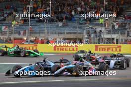 Jak Crawford (USA) Dams and Victor Martins (FRA) ART Grand Prix battle for position. 01.03.2024. FIA Formula 2 Championship, Rd 1, Sprint Race, Sakhir, Bahrain, Friday.