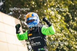 Race winner Zane Maloney (BRB) Rodin Motorsport celebrates in parc ferme. 02.03.2024. FIA Formula 2 Championship, Rd 1, Feature Race, Sakhir, Bahrain, Saturday.
